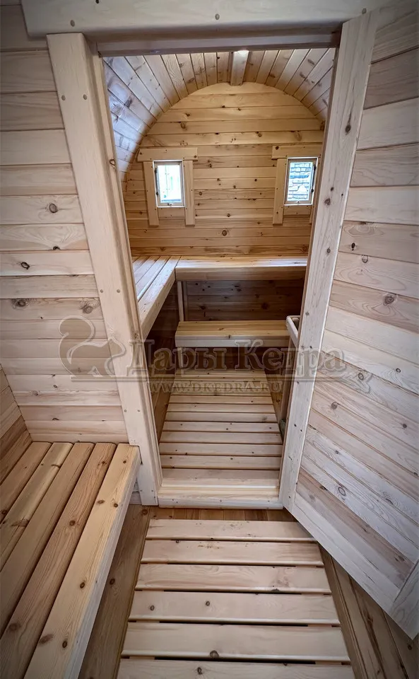 Баня-бочка буханка из кедра 4 метра