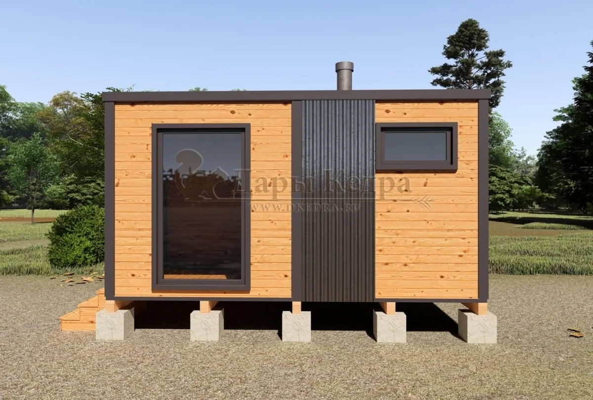 Каркасная баня «Лофт» из кедра 4х2,2 метра
